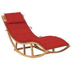 Helloshop26 Transat chaise longue bain de soleil lit de jardin terrasse meuble d'extérieur 180 cm à bascule avec coussin bois de teck solide 02_0012949 