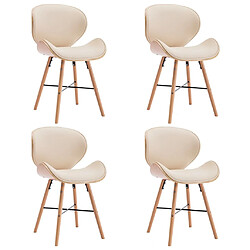 Decoshop26 Lot de 4 chaises de salle à manger cuisine design moderne synthétique crème et bois courbé CDS021466