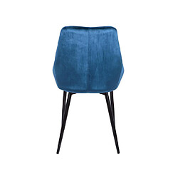 Vente-Unique Lot de 6 chaises - Velours et métal noir - Bleu nuit - MASURIE pas cher