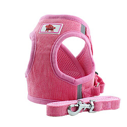 Universal Chats et chiens Gilet de harnais réglable Gilet de servitude réflecteur pour chiots et chiens avec corde de plomb à traction Accessoires pour animaux de compagnie Gilet respirant pour animaux de compagnie | Harnais (rose)