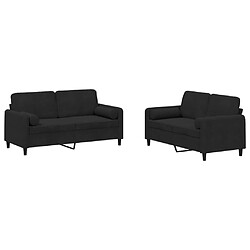 vidaXL Ensemble de canapés 2 pcs avec coussins noir velours