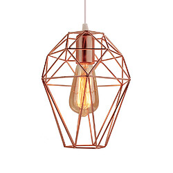 Avis Stoex Suspension Lustre Industrielle Design Cage Diamant Luminaire Lampe plafonnier E27 Vintage en Métal Abat-jour pour Salle à manger Cuisine Salon Chambre Or rose