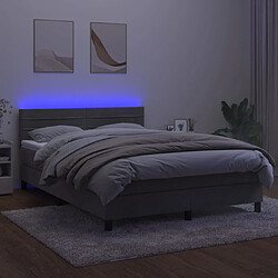 Acheter Sommier à lattes LED,Cadre à lattes de lit avec matelas pour Adulte Gris clair 140x190 cm -MN26527