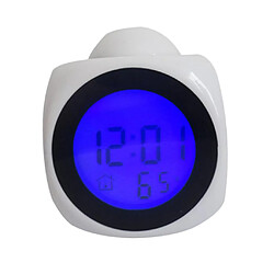 Thermomètre Snooze Rétro-éclairage Coloré Rapport Vocal Horloge De Projection Blanc