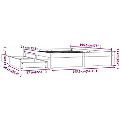 vidaXL Cadre de lit avec tiroirs Blanc 140x190 cm pas cher