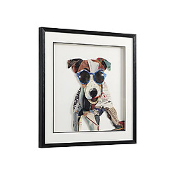 Vente-Unique Tableau collage chien effet 3D MAMBO avec cadre noir - 60 x 60 cm - Multicolore