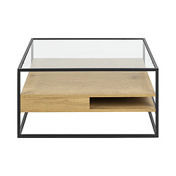 Acheter Lisa Design Parker - table basse - bois, verre et métal noir - 80 cm