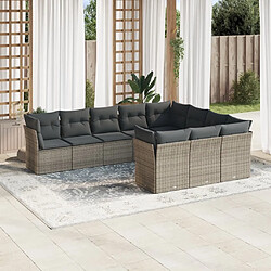 Maison Chic Salon de jardin avec coussins 10 pcs, Ensemble Tables et chaises de jardin, gris résine tressée -GKD271180