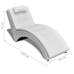 vidaXL Chaise longue avec oreiller Blanc Similicuir pas cher