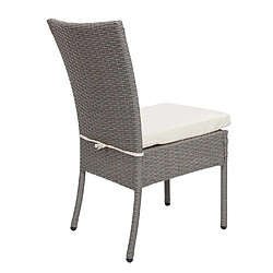 Mendler Lot de 2 chaises en poly rotin HWC-G19, chaise de balcon chaise de jardin, empilable ~ gris, coussin crème pas cher