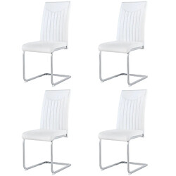 ComfortXL Lot De 4 Chaises À Bascule En Métal Chromé, Blanche