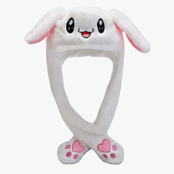 Universal Rabbit Ear Hat Beanie Plush Can Moving Bunny Ears Hat With Light(White Rabbit) pas cher