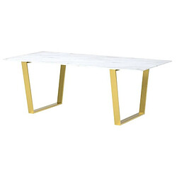 Acheter Meubler Design Table À Manger Céramique Effet Marbre Blanc Pied Couleur Or Liv