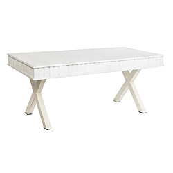 Pegane Table basse en bois de manguier/métal coloris blanc/doré - Longueur 140 x Profondeur 70 x Hauteur 42 cm