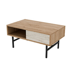 Concept Usine Table basse design bois et travertin avec compartiment TROSA 