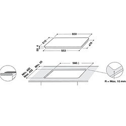 Acheter Table de cuisson à induction 65cm 3 feux 7200w noir - wlb3965bfixl - WHIRLPOOL