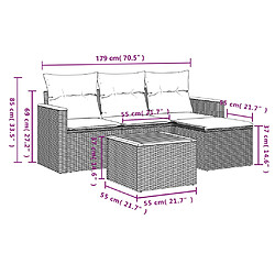 Acheter vidaXL Salon de jardin avec coussins 5 pcs beige résine tressée