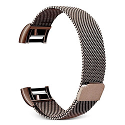 Wewoo Bracelet pour montre connectée Smartwatch avec en acier inoxydable FITBIT Charge 2taille S café 