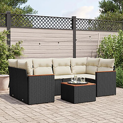 Maison Chic Ensemble Tables et chaises d'extérieur 7pcs avec coussins,Salon de jardin noir résine tressée -GKD800590