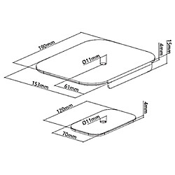 Renfort de plateau de table pour support de table d'écran Kit de montage avec pad antidérapant 11mm de diamètre de trou 190x153,5x15mm pas cher