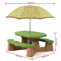 Acheter Step2 Naturally Playful Table Picnic Enfant en Marron / VERT avec Parasol | Banc Pique Nique pour Enfants en Plastique