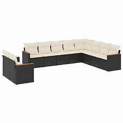 Maison Chic Salon de jardin 10 pcs avec coussins, Ensemble Tables et chaises d'extérieur noir résine tressée -GKD534294