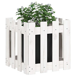 Avis Maison Chic Jardinière,Bac à fleurs - pot de fleur avec design de clôture blanc 40x40x40 cm pin massif -GKD50479