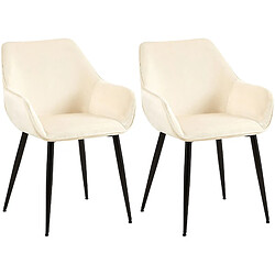 Decoshop26 Lot de 2 chaises de salle à manger design moderne en velours crème et pieds métal noir 10_0001584 