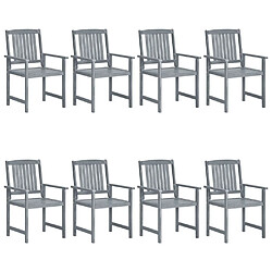 Avis Maison Chic Lot de 8 Chaises de jardin,Fauteuil d'extérieur avec coussins Bois d'acacia solide Gris -MN54793