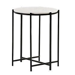 Table d'appoint Thai Natura Blanc Noir Marbre Fer 43 x 53 x 43 cm