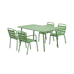 Mes Ensemble table de jardin + 4 fauteuils en métal vert - BACA