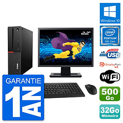 PC Lenovo M800 SFF Ecran 22" G4400 RAM 32Go Disque Dur 500Go Windows 10 Wifi - Occasion