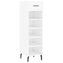 Maison Chic Armoire à chaussure 30x35x105 cm,Meuble à Chaussures Blanc brillant Bois ingénierie -MN86088