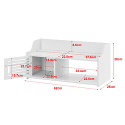 Helloshop26 Meuble mural pour salle de bain meuble de rangement à porte avec plusieurs compartiments de stockage 62 cm blanc 03_0005854