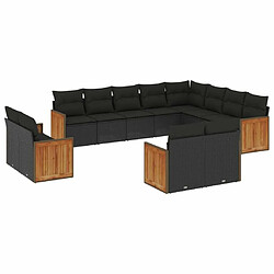 Maison Chic Salon de jardin 12 pcs avec coussins, Ensemble Tables et chaises d'extérieur noir résine tressée -GKD838796