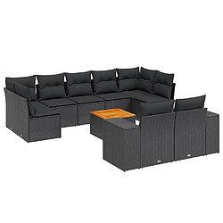 Maison Chic Salon de jardin 10 pcs avec coussins, Ensemble Tables et chaises d'extérieur noir résine tressée -GKD326587