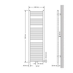 Avis LuxeBath Radiateur de salle de bain Sahara raccord central chauffe-serviettes anthracite 40 x 150 cm