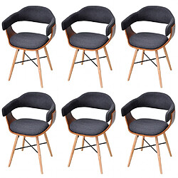 Decoshop26 Lot de 6 chaises de salle à manger cuisine design chic bois courbé et tissu gris foncé CDS022435 