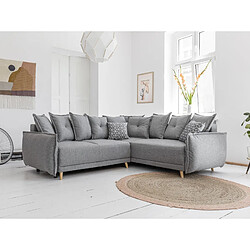 Bestmobilier Lena - canapé d'angle convertible - avec coffre - style scandinave - 5 places - droit Lena - canapé d'angle convertible - avec coffre - style scandinave - 5 places - droit - Gris clair