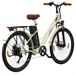 Vélo électrique de ville ONESPORT OT18-3, pneus 26 x 2,35 pouces, moteur 250 W, batterie 36 V 14,4 Ah, autonomie maximale de 100 km, vitesse maximale de 25 km/h- Blanc