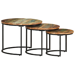 vidaXL Tables gigognes 3 pcs Bois de récupération massif 