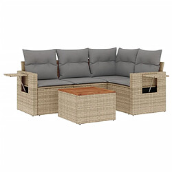 vidaXL Salon de jardin avec coussins 5 pcs beige résine tressée