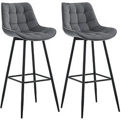 Non Lot de 2 tabourets de bar Dartford velours