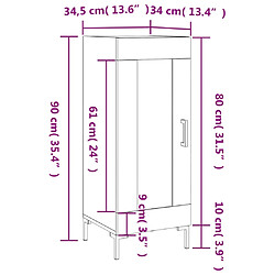 vidaXL Buffet Sonoma gris 34,5x34x90 cm Bois d'ingénierie pas cher