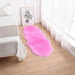 LUUCOZK Tapis moelleux en fausse fourrure, tapis à poils longs pour chambre à coucher, salon, rose rouge (2p)-60 x180cm 