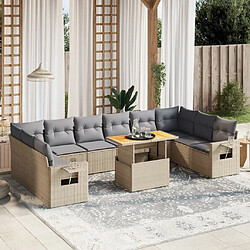 vidaXL Salon de jardin 11 pcs avec coussins beige résine tressée