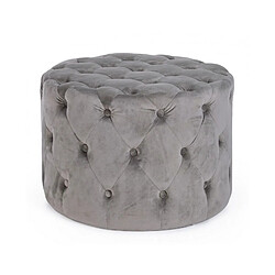 Webmarketpoint Pouf vintage en velours gris cm diam 60 x 42 h