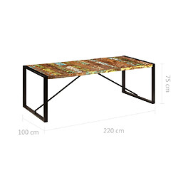 vidaXL Table à dîner 220x100x75 cm Bois de récupération solide pas cher