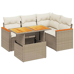 vidaXL Salon de jardin avec coussins 5 pcs beige résine tressée