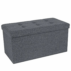 SONGMICS Pouf Coffre de Rangement Banc Tabouret Pliable Tissu Gris Foncé 76 x 38 x 38 cm LSF47K